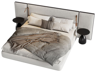 新中式双人床 床头几