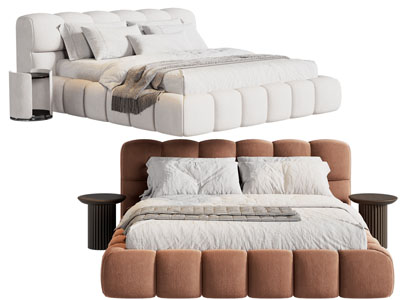 现代布艺双人床