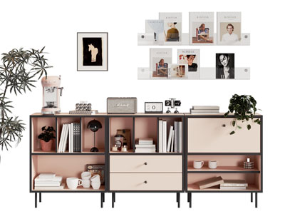 现代边柜 书柜 书刊杂志收纳架