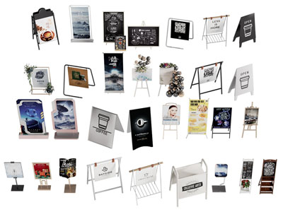 现代广告牌 海报 易拉宝 展架3d模型 现代广告牌 海报 易拉宝 展架