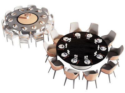 现代圆形餐桌椅组合
