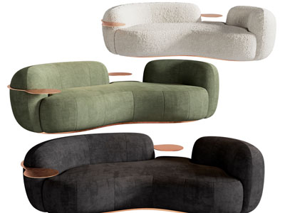 现代轻奢弧形多人沙发