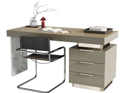 现代书桌椅组合3d模型 现代书桌椅组合