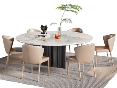现代圆形餐桌椅组合