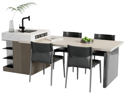 现代吧台餐桌椅组合