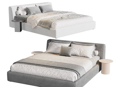 现代布艺双人床