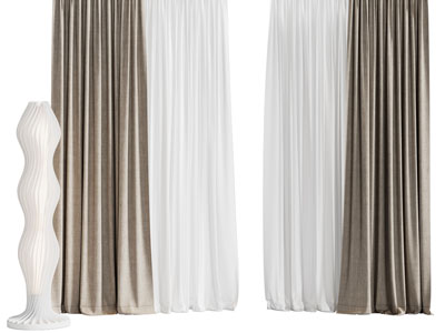 现代窗帘窗纱3d模型 现代窗帘窗纱