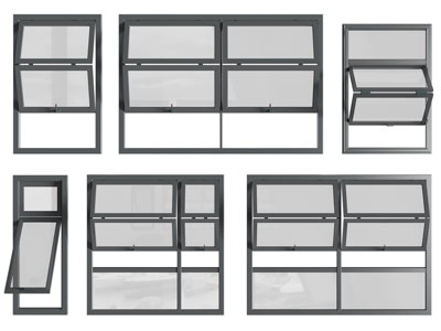 现代上推拉窗户 平开窗户