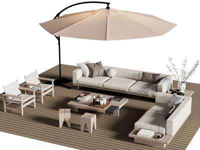 现代户外遮阳伞 休闲沙发组合