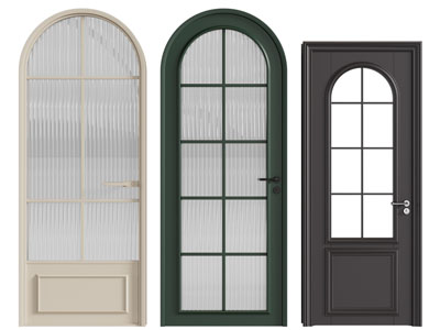 法式拱形玻璃平开门