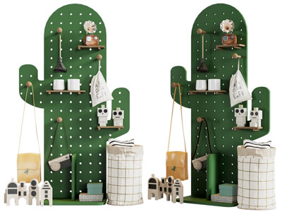 北欧仙人掌造的洞洞眼墙面收纳架