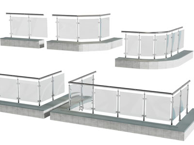 现代玻璃栏杆 护栏 围栏3d模型 现代玻璃栏杆 护栏 围栏