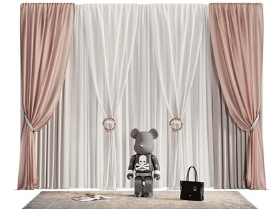 现代窗帘窗纱3d模型 现代窗帘窗纱