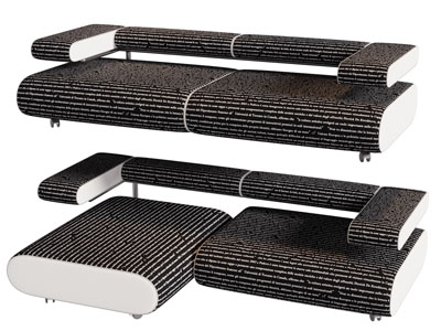 现代布艺多人沙发