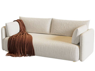 现代奶油风布艺多人沙发