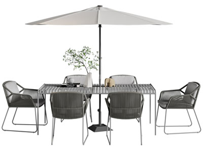 现代户外遮阳伞 休闲餐桌椅组合