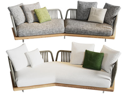 现代弧形多人沙发