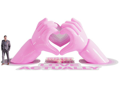 现代爱心手势美陈 户外装置