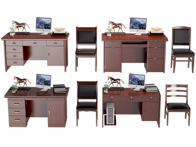 现代实木办公桌椅组合