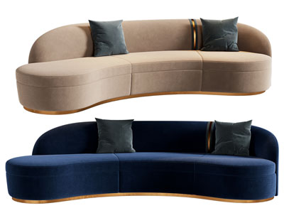 现代轻奢弧形多人沙发