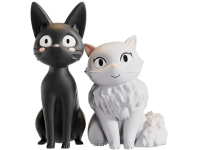 现代猫咪雕塑雕刻摆件组合3d模型 现代猫咪雕塑雕刻摆件组合