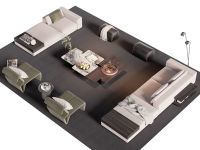 现代多人沙发 沙发凳子和茶几组合