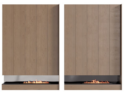 现代嵌入实木装饰柜的壁炉