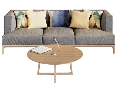 北欧布艺多人沙发 茶几组合