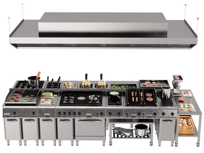 现代抽油烟机 电子油炸锅灶台 后厨设备3d模型 现代抽油烟机 电子油炸锅灶台 后厨设备