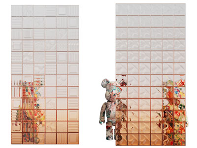 现代渐变玻璃砖隔断3d模型 现代渐变玻璃砖隔断
