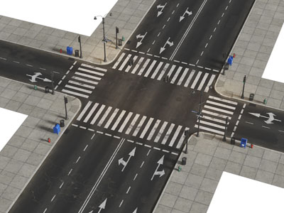 现代公路 十字路口 斑马线