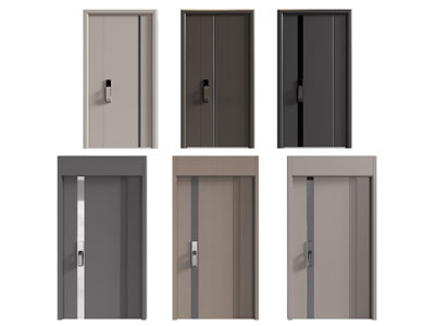 现代带门锁的子母入户平开门