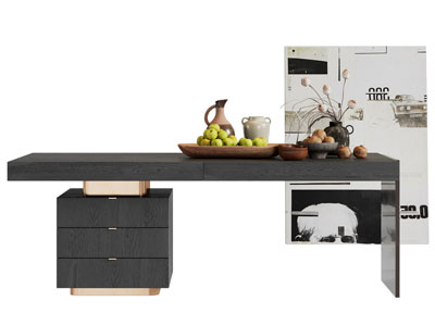 现代书桌 果盘 花瓶摆件组合