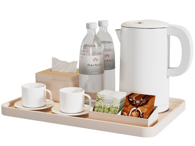 现代托盘 热水壶 茶具杯子