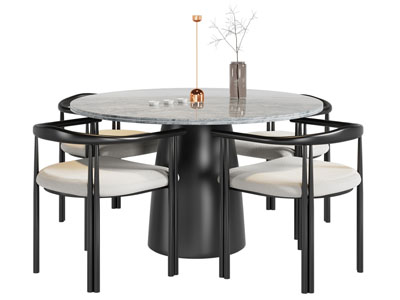 现代圆形餐桌椅组合