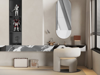 现代组合梳妆台的墙面装饰柜