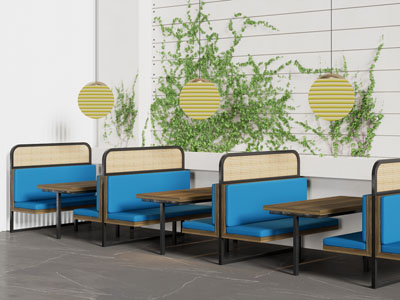 现代饭店卡座餐桌椅组合