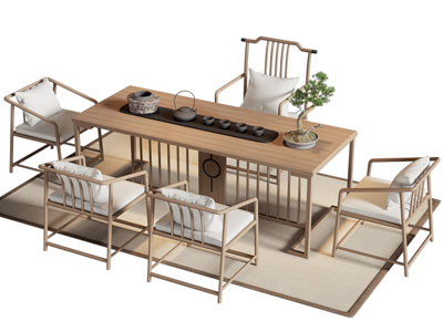 新中式实木茶桌椅组合