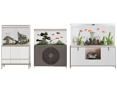 新中式带收纳柜的鱼缸水族
