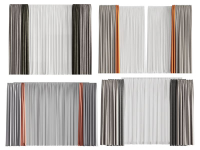 现代布艺窗帘窗纱3d模型 现代布艺窗帘窗纱