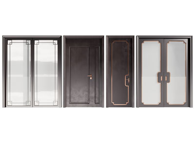 新中式玻璃双开门 子母入户平开门