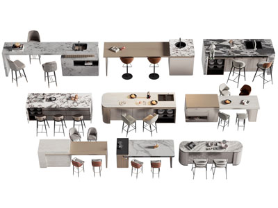 现代吧台餐桌椅组合