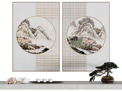 新中式装饰挂画3d模型 新中式装饰挂画