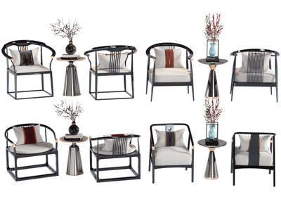 新中式扶手椅子 圈椅