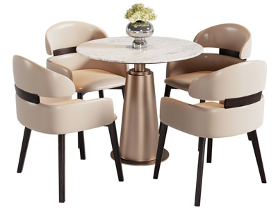 现代圆形餐桌椅组合