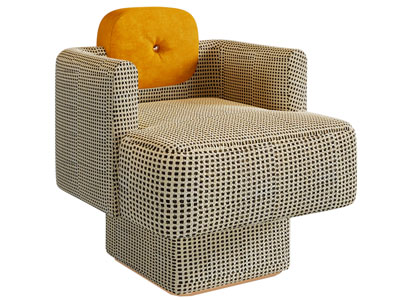 现代方格图案的单人沙发