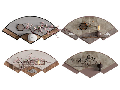 新中式折扇墙饰挂件