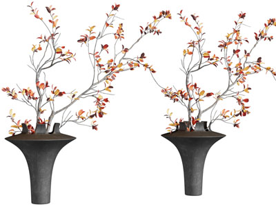 侘寂风花瓶花卉