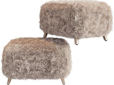 现代方形毛绒沙发凳子