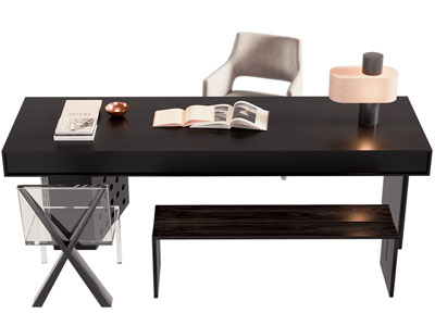 现代书桌椅组合3d模型 现代书桌椅组合